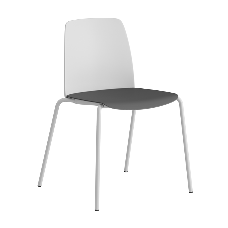 Choice_WhiteBack_WhiteLegs_DarkgraySeat Stapelbar stol med sits och rygg i plast - Choice - Bild 1